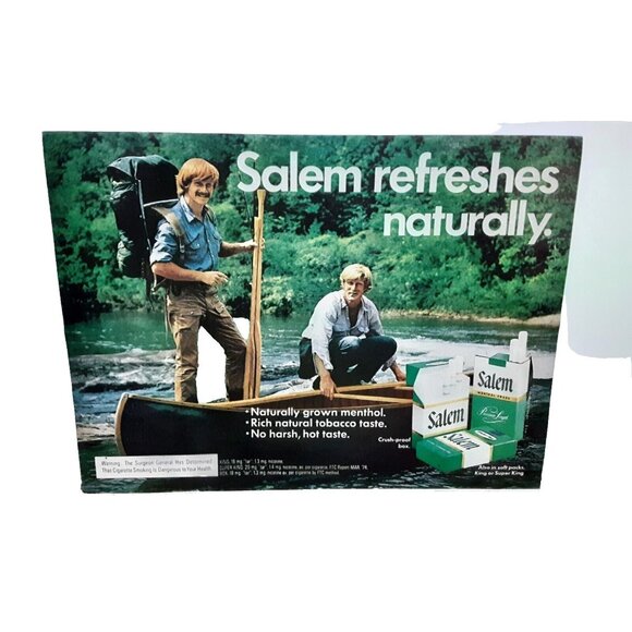 1974 Salem Cigarettes Refreshes 2 Men Original Print Ad - Picture 1 of 1